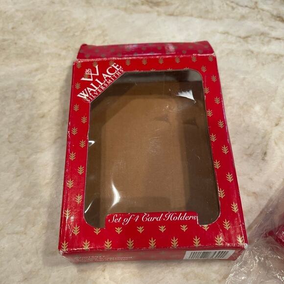 Santa Claus place card holders silver plated set of 4 New in Box - Picture 4 of 8